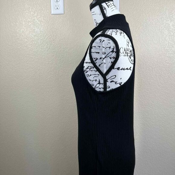 Forever 21+ black sleeveless turtleneck ribbed dress size 1X goth academia - Picture 8 of 13